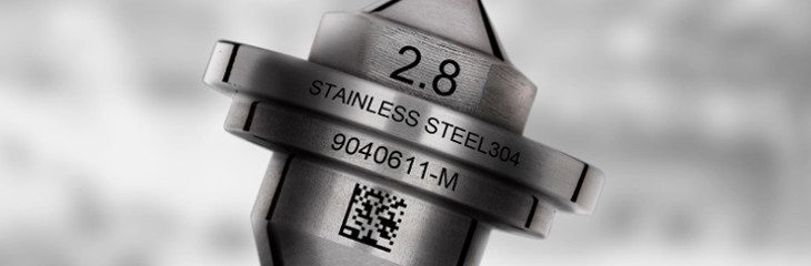 Laser marking of 2D QR code on aluminum valves