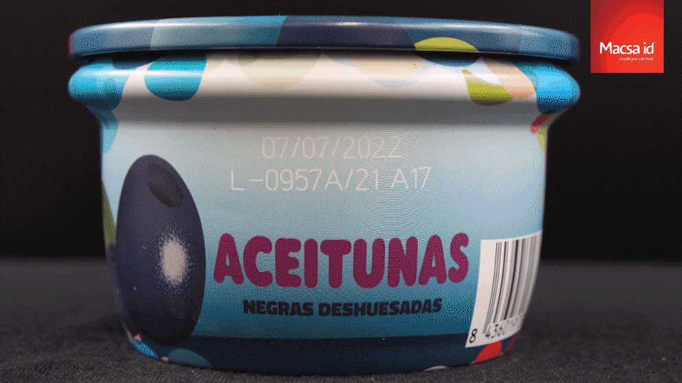 Laser marking on metal packaging for food