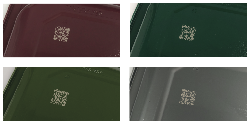 QR code laser marking on PET food tray