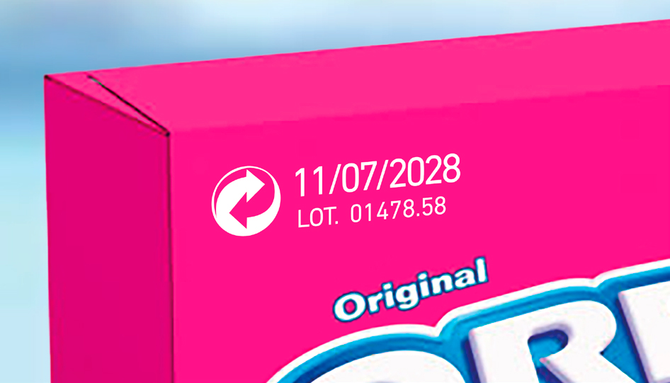 Date code marking on fruit food packaging