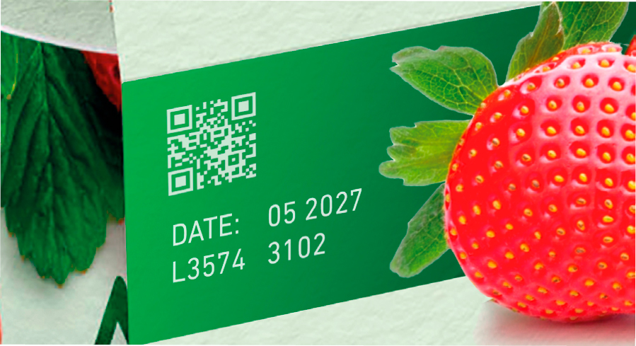 Date code marking on fruit food packaging