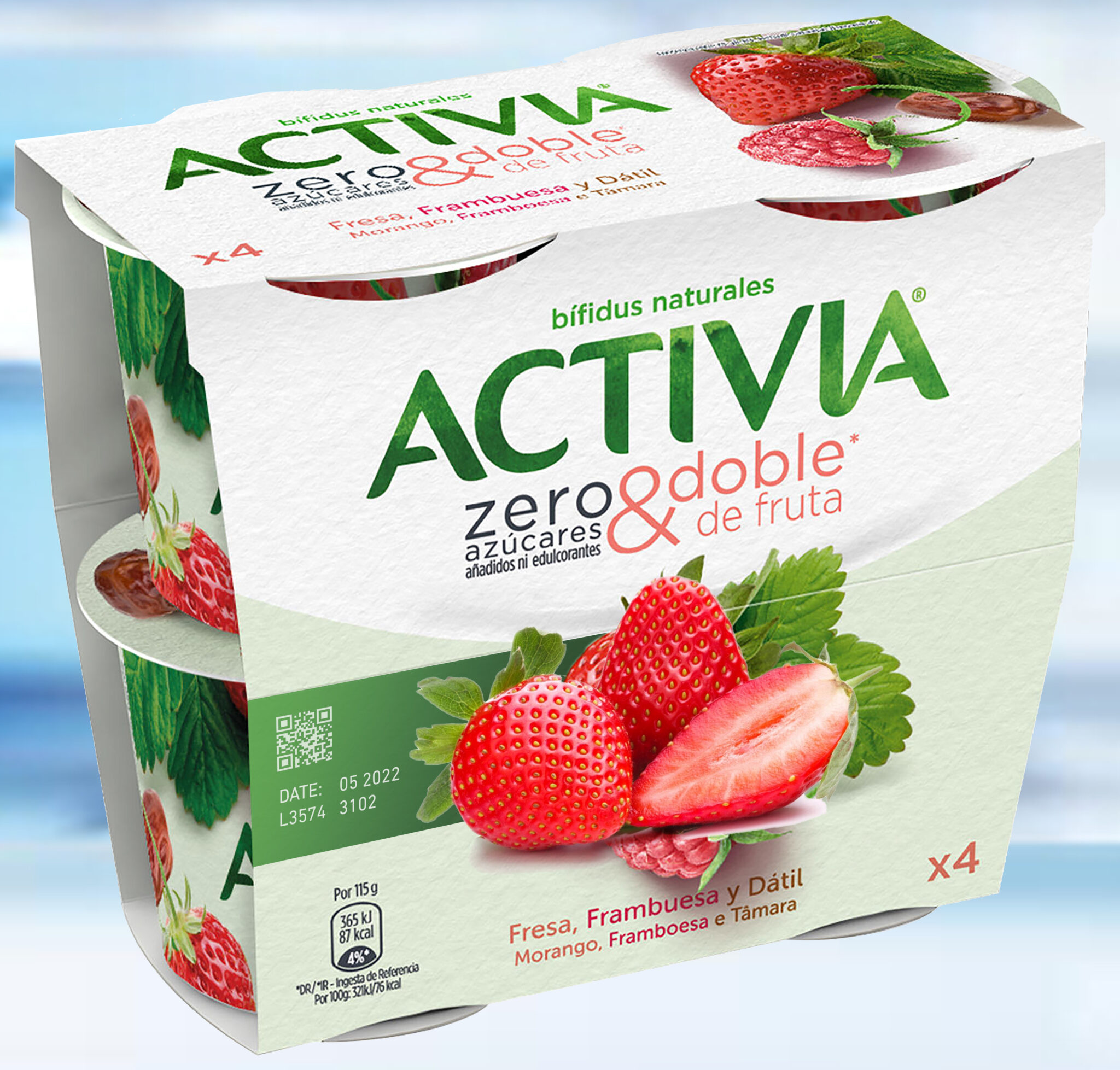 Laser coding on Activia yoghurt packaging